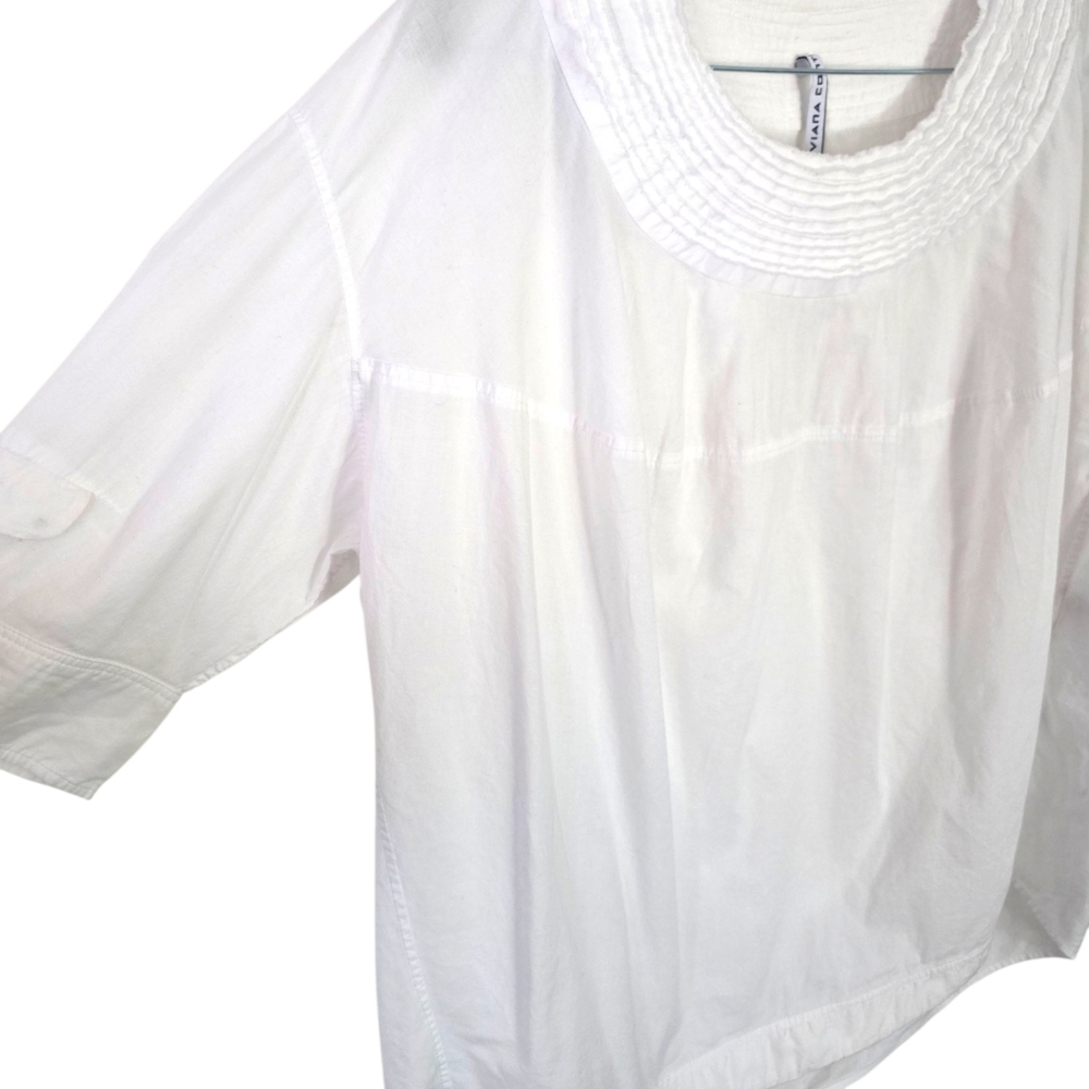 Liviana Conti Free-Size White Cotton Relaxed Fit Blouse - Picture 2 of 8